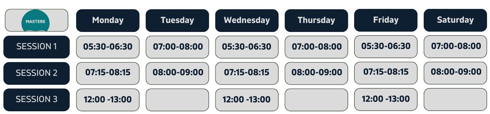 Swimming Calendar - Masters